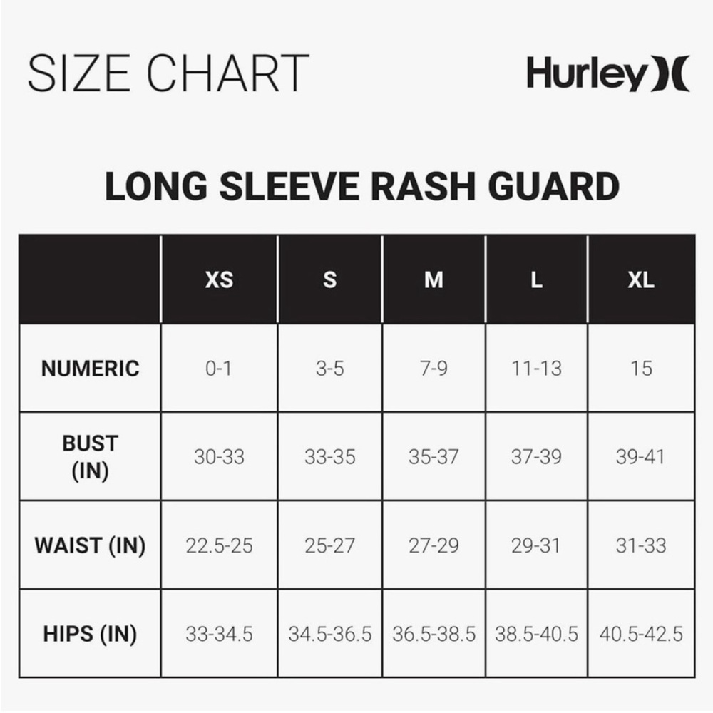 New HURLEY RASH GUARD Women's Shirt Size Xtra-Large  (UPF 50+) - Picture 8 of 9